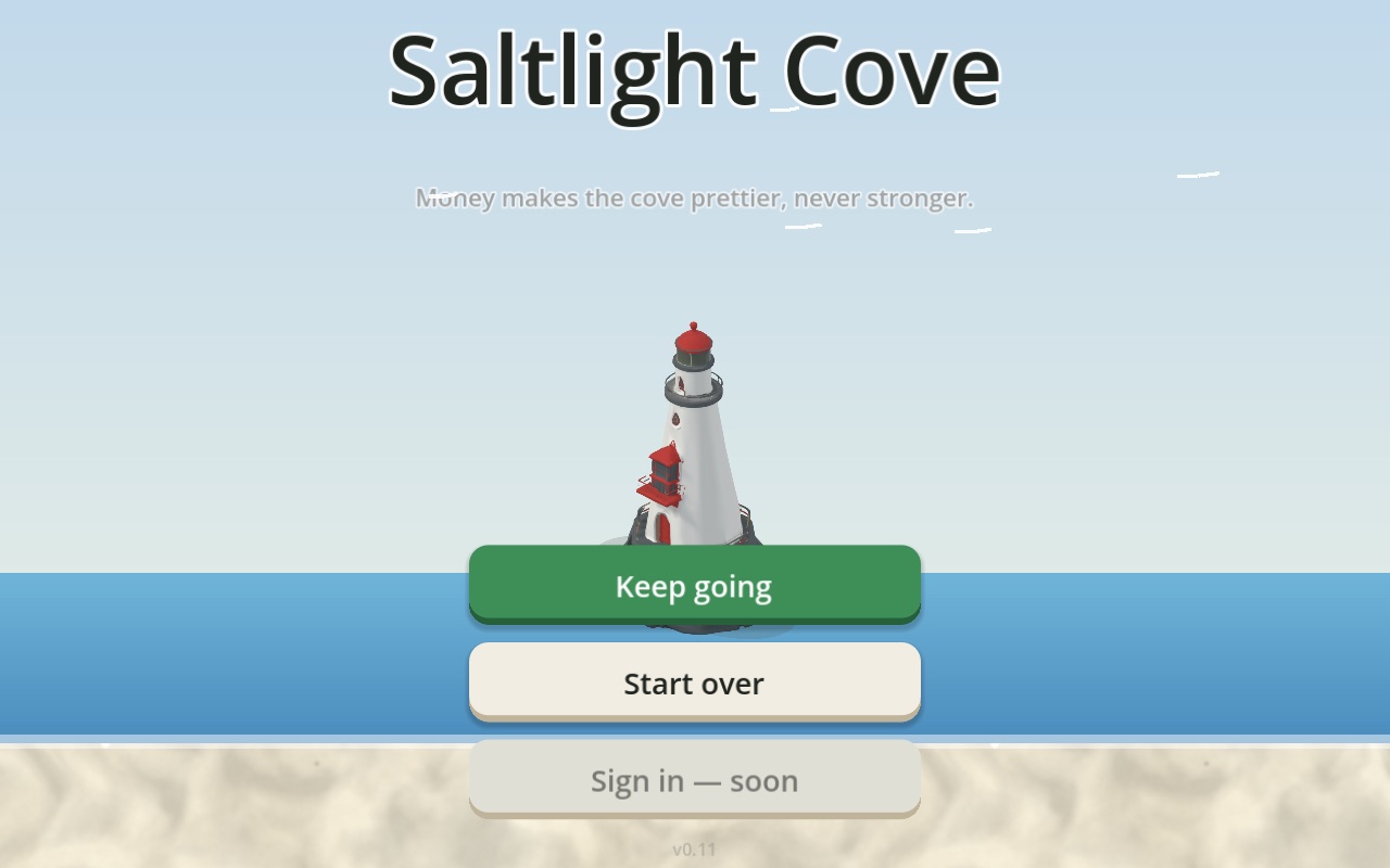 The Saltlight Cove title screen